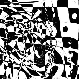 Imagen creada a partir de trazos hechos sin mirar, y luego rellenando con tinta sectores específicos.