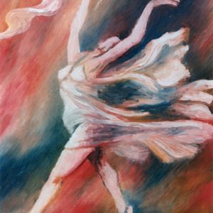 Ballet, óleo sobre madera, pintado por Miguel Ángel Lozano Bonora en 1997