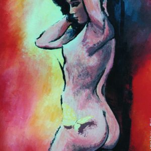 Desnudo, óleo sobre madera, pintado por Miguel Ángel Lozano Bonora en 1997