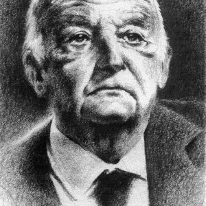 Retrato de Bernardo Neustadt dibujado a lápiz por Miguel Angel Lozano Bonora