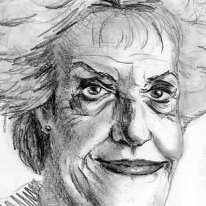 Retrato de Fernández Meijidez dibujado a lápiz por Miguel Angel Lozano Bonora