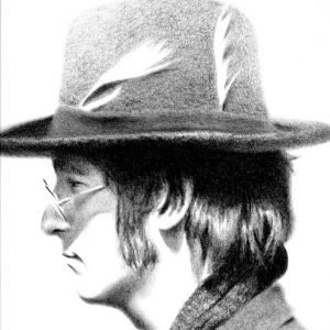 Retrato de John Lennon dibujado a lápiz por Miguel Angel Lozano Bonora