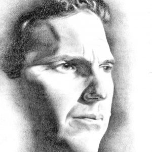 Retrato de Kevin Costner dibujado a lápiz por Miguel Angel Lozano Bonora