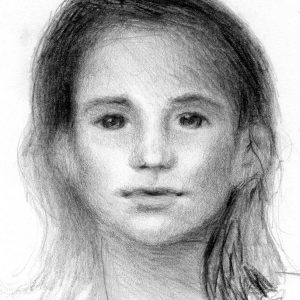 Retrato de mi hermana Luisina dibujado a lápiz por Miguel Angel Lozano Bonora