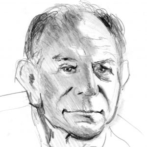 Retrato de Norman Briski dibujado a lápiz por Miguel Angel Lozano Bonora