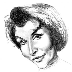 Retrato de Tita Merello dibujado a lápiz por Miguel Angel Lozano Bonora