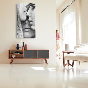 El beso | Acrílico sobre papel acuarela Arches, 100 x 54 cm. Miguel Ángel Lozano Bonora.